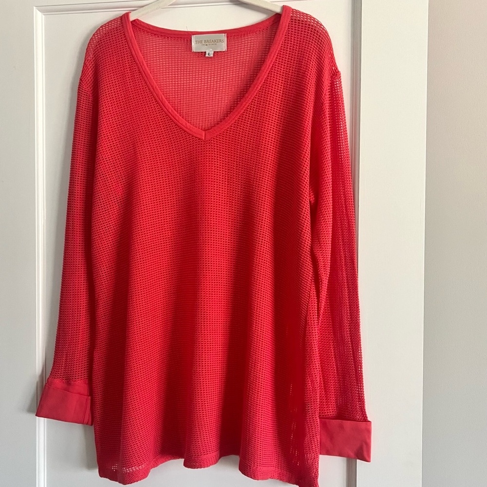 The Breakers size Large cotton mesh top or cover-up lovely for vacation/…